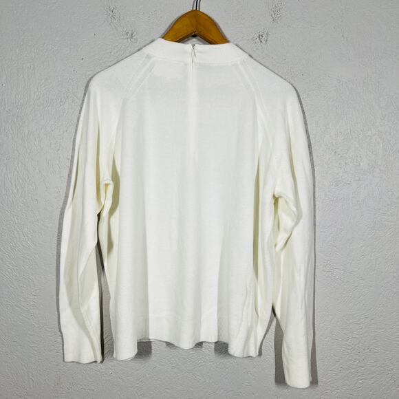 Debbie Morgan Zip Back Mock Neck Sweater Top Knit Casual Cream - XL - Picture 2 of 4